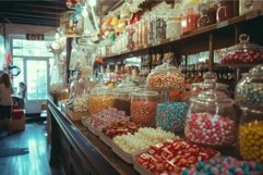 Vintage candy shop interior with colorful sweets Product Image 1