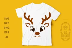 Christmas SVG - Baby Reindeer SVG , Cute Boy Reindeer face Product Image 5
