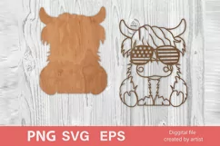patriotic cow, longhair cow, file for cutting, cow america Product Image 2