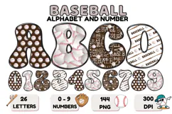 Baseball Sport Alphabet png clipart, baseball letters doodle Product Image 1
