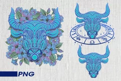 Taurus png zodiac sign floral vintage boho 3 PNG Product Image 1