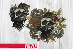 skull in png flowers skull with mushrooms png boho skull png Product Image 1