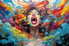 Abstract art portrait with vibrant paint splash for creative Product Image 1