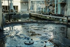 Detailed view of a circular sedimentation tank at a wastewat Product Image 1
