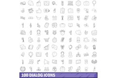 100 dialog icons set, outline style Product Image 1
