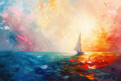 Painting of a Sailboat Background Wallpaper Product Image 1