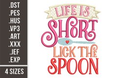 Life Is Short Lick The Spoon | Embroidery Design Product Image 1