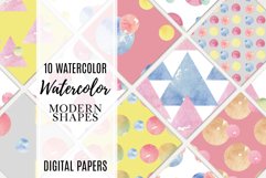 Watercolor Modern Shapes Art Patterns Digital Paper Product Image 1