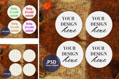 4 Round Coasters Mockup PSD, Coaster set mockup, Winter mock Product Image 1