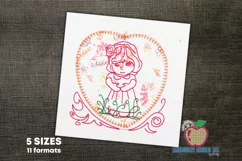 Little Girl In A Heart Embroidery Applique Product Image 1