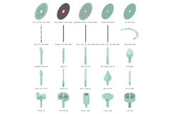 Drill nozzle icons set, isometric style Product Image 1