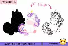 purple Unicorn SVG digital clipart, Unicorn svg, Unicorn DXF Product Image 3