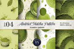 Matcha Green Tea Pattern, Matcha Aesthetic Digital Paper Product Image 1