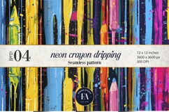 Neon Crayon Drip Texture | Bright Dripping Crayon Pattern Product Image 1