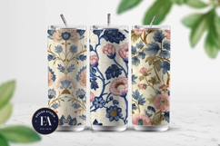 Vintage Pink and Blue Floral Pattern | Ornamental Flowers Product Image 2