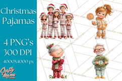 Christmas Pajamas Clipart PNG, Holiday PJ Illustration Product Image 1