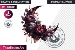 Dark flowers, wedding Florals PNG, Dark Romance Clipart Product Image 1