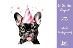 Birthday French Bulldog Clipart Party Hat Frenchie JPG Product Image 1