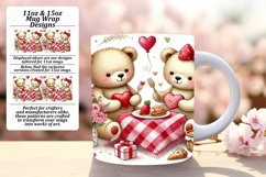 Fresh 15oz Mug Wrap Png Template , Valentine Bear Product Image 1
