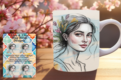 Bold 15oz Mug Wrap Png Design , Beauty Woman Product Image 1