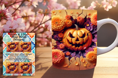 Charming 15oz Mug Wrap Png Artwork , 3D Pumpkin Product Image 1