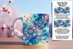 Nature 15oz Mug Wrap Png Design , Watercolor Patter Product Image 1