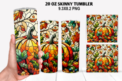Pumpkins Skinny Tumbler 20oz Wrap Design, Halloween Tumbler Product Image 1