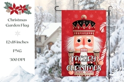 Merry Christmas Garden Flag Design, Cartoon Nutcracker PNG Product Image 1