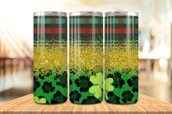 Green and Gold Leopard Glitter Tumbler Wrap PNG Sublimation Product Image 1