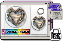 Scenic Serenade: Wooden Heart Keychain PNG Product Image 1