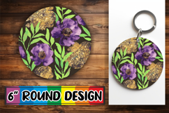 Unique Circle Keychain Magic, Flower Pattern Product Image 1