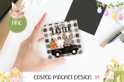 Happy Easter PNG, Easter Truck Square Coaster Sublimation Product Image 1