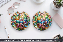 Bright Egg Car coaster sublimation, Easter Coaster PNG Product Image 1