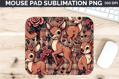 Watercolor Deer Mouse Pad Sublimation - Valentines PNG Product Image 1