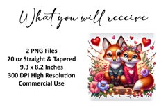 Valentine's Day Fox Tumbler Wrap Sublimation Design Product Image 2