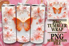 3D Spring Garden Tumbler Wrap - 20oz Butterfly Design Product Image 1