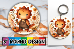 Cheerful Round Design Sublimation, Cute Dino Product Image 1