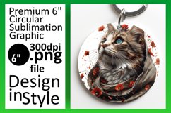 Joyful Cat Humor Sublimation Circle Design Keychain Product Image 1