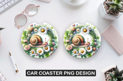 Flower Snail Car Coaster Sublimation| Animal Coaster PNG Product Image 1