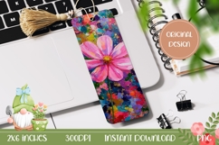 Art Flowers Bookmark PNG, Floral Bookmark Template Product Image 1