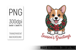 Cute Christmas Dog, Animal Sublimation Clipart PNG Product Image 1