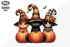 Halloween Cat And Pumpkin Sublimation - Clipart PNG Design Product Image 1