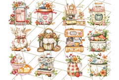 Whimsical Cottagecore Kitchen Clipart, Retro Coral PNG Decor Product Image 5
