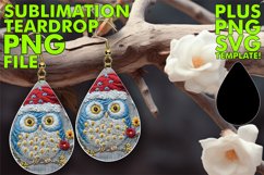 Christmas Owl Teardrop Earrings Design Holiday Embroidery Product Image 1