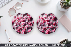 Flowers Car Coaster Sublimation| Flowers Coaster PNG Design Product Image 1