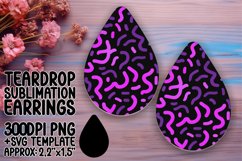Neon Radiance Teardrop Earring Sublimation Design Product Image 1