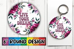 Blissful Keychain Round Style, Flower Quote Product Image 1