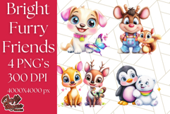 Cute Animal Friends Clipart PNG, Bright Spring Animal Duos Product Image 1