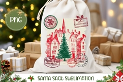 Winter Town Santa Sack Sublimation, Christmas Gift Bag Product Image 1