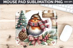 Watercolor Robin Mouse Pad Sublimation - Christmas PNG Product Image 1